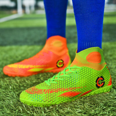 Men Soccer Boots Cleats Football Boots High Tops Long Spikes Outdoor Men's Training Shoes Sneaker Outdoor Turf Futsal 35-46